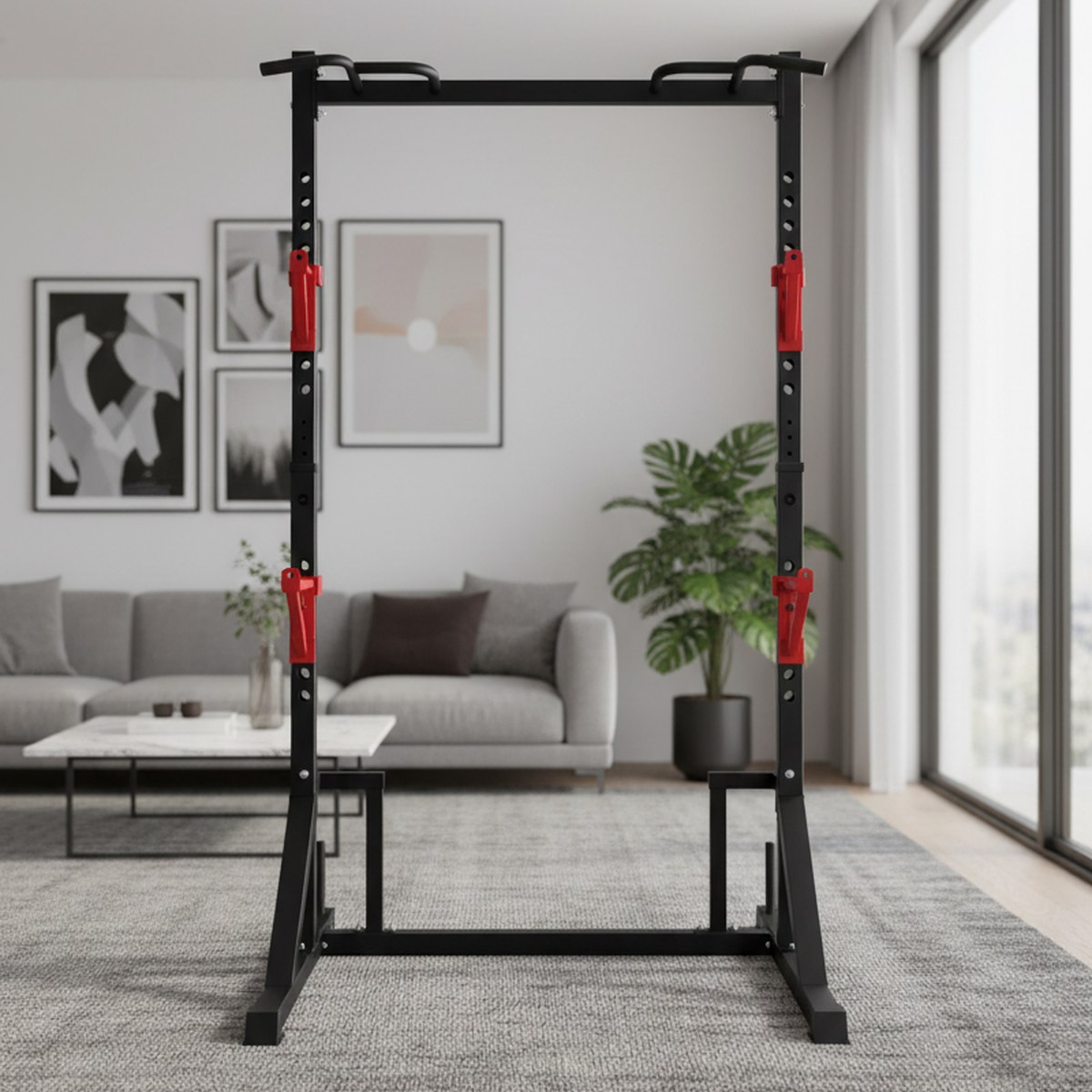 Fitness Home Gym Equipment - Power Rack Regolabile con Barra per