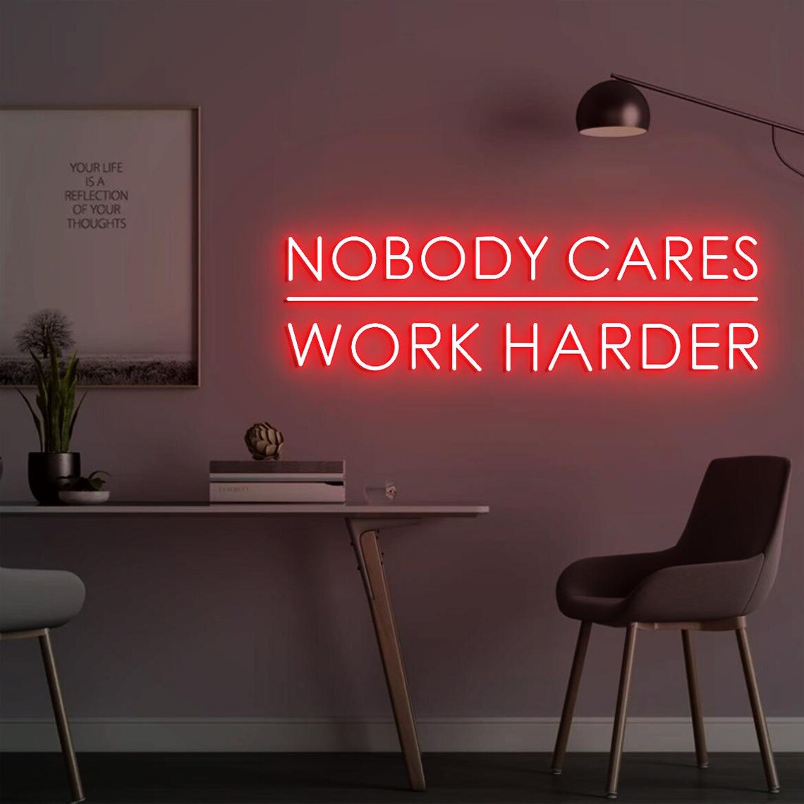 Home Gym Outdoor Ideas - Insegna al Neon 'Nobody Cares Work