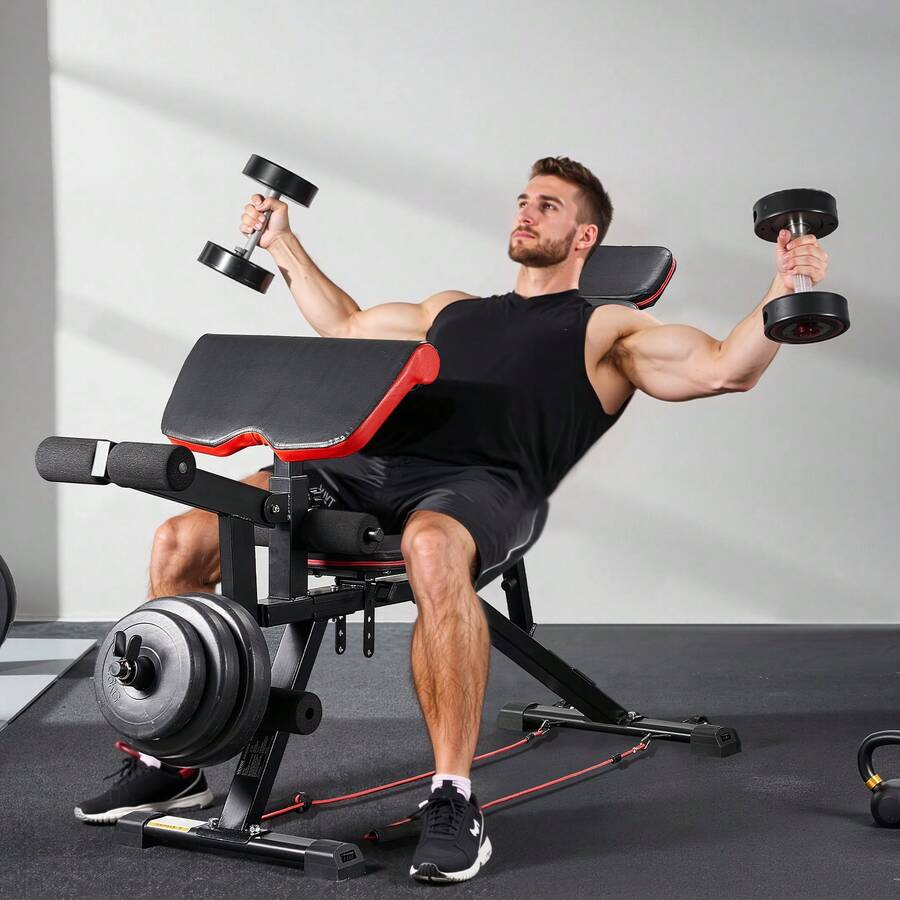 Home Gym With Leg Press - Panca per Pesi, Panca Regolabile da