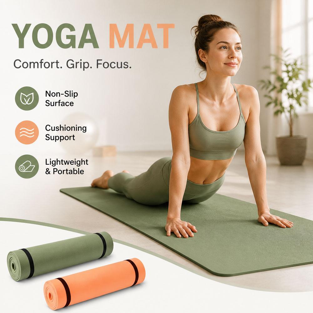 Gymnastics Mat Thick - Tappetino Yoga Pilates Antiscivolo 180x50cm, Spesso,
